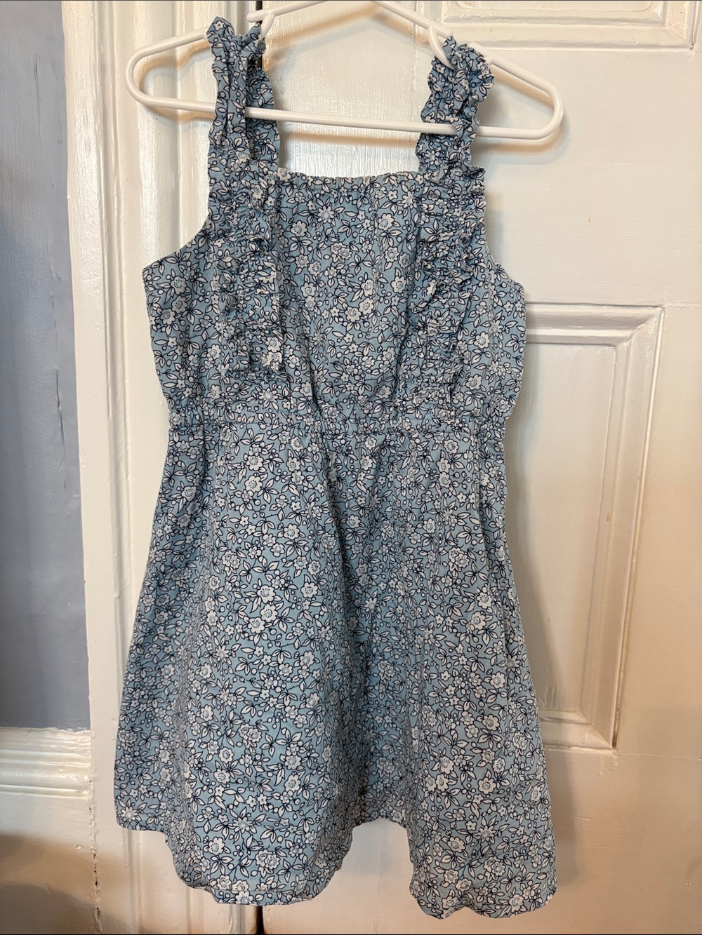 Crewcuts Light Blue Floral Ruffle-Trim Dress